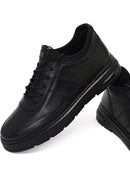 Male Black Lace-Up Leather Sneaker | Derimod