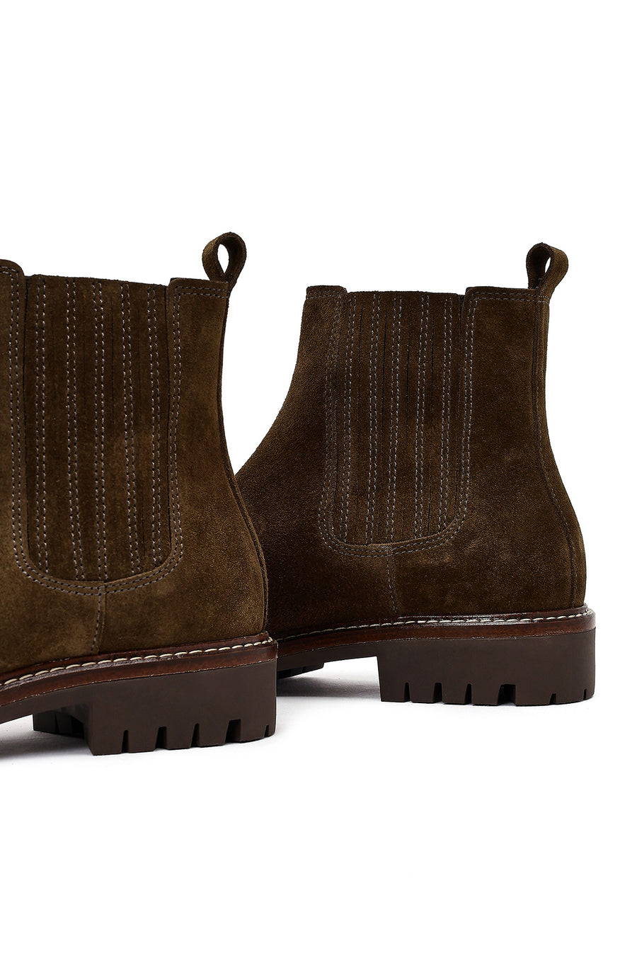 Women's Khaki Suede Leather Chelsea Boot