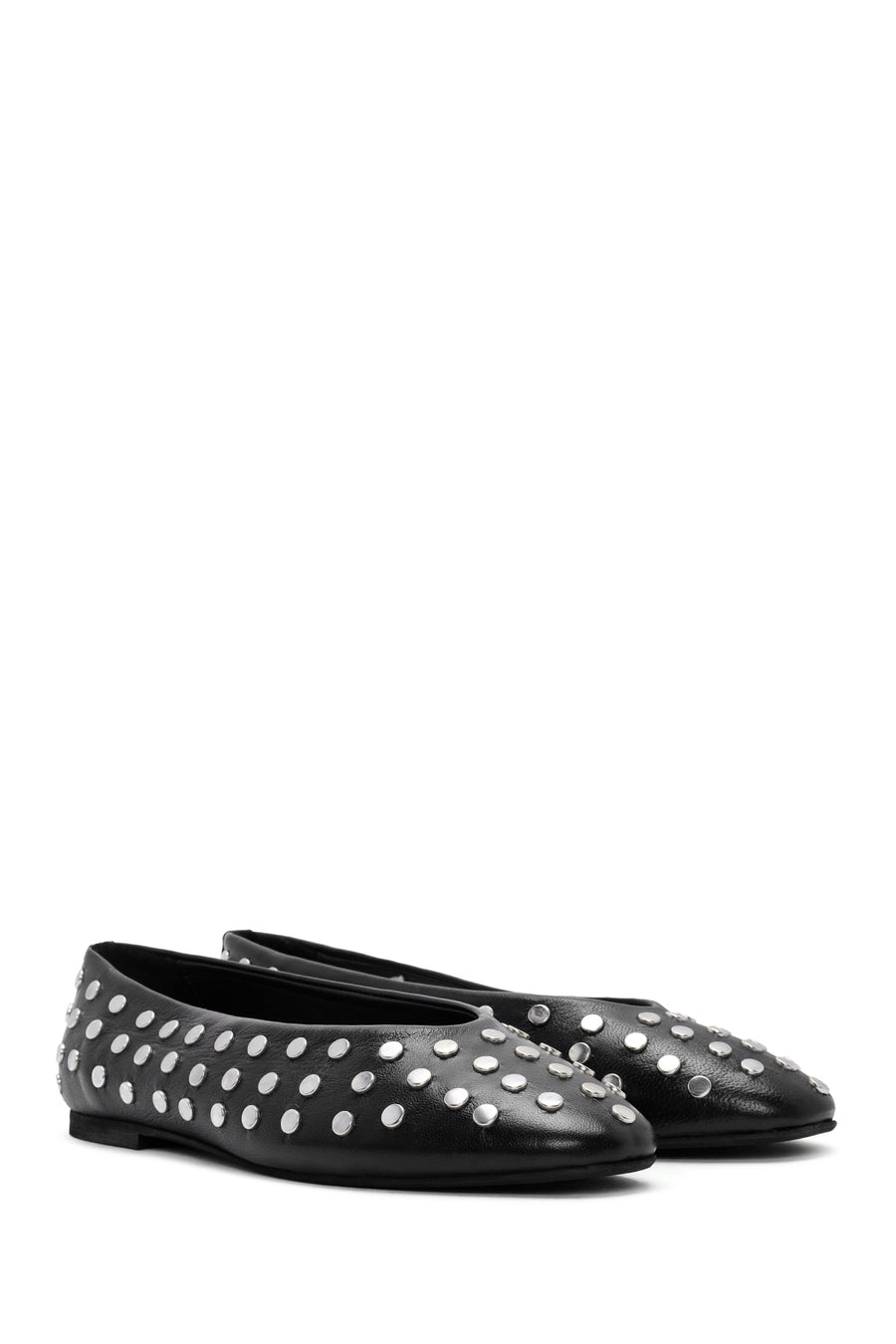 Women's Black Stone Leather Ballerinas