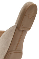 Women's Beige Buckle Suede Leather Slippers | Derimod