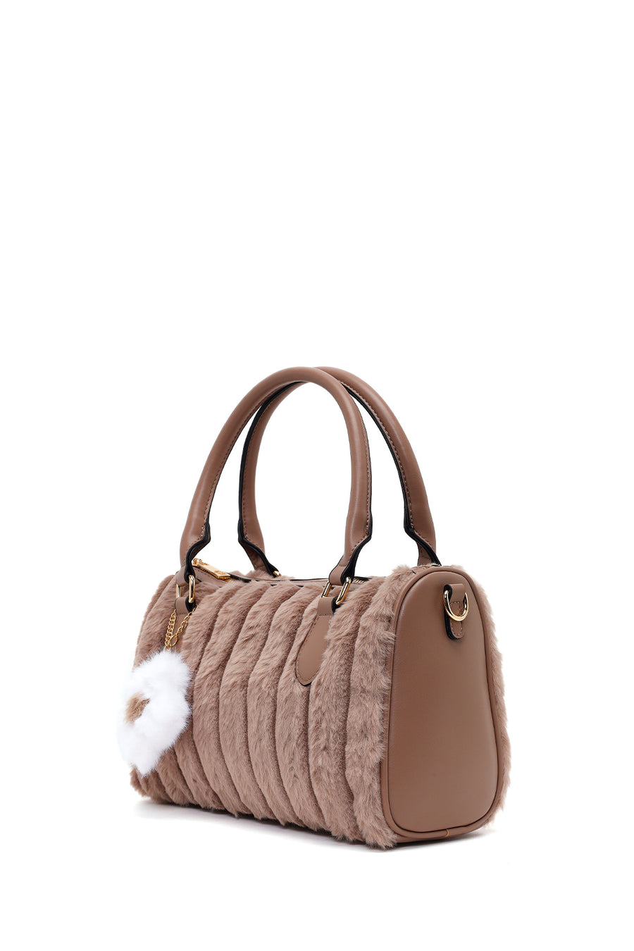 Woman Vizon Long-Strap Accessorized Plush Shoulder Bag