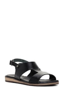 Women's Black Ankle Strap Leather Bodrum Sandals | Derimod