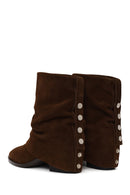 Woman Brown Chunky-Heel Suede Boots | Derimod