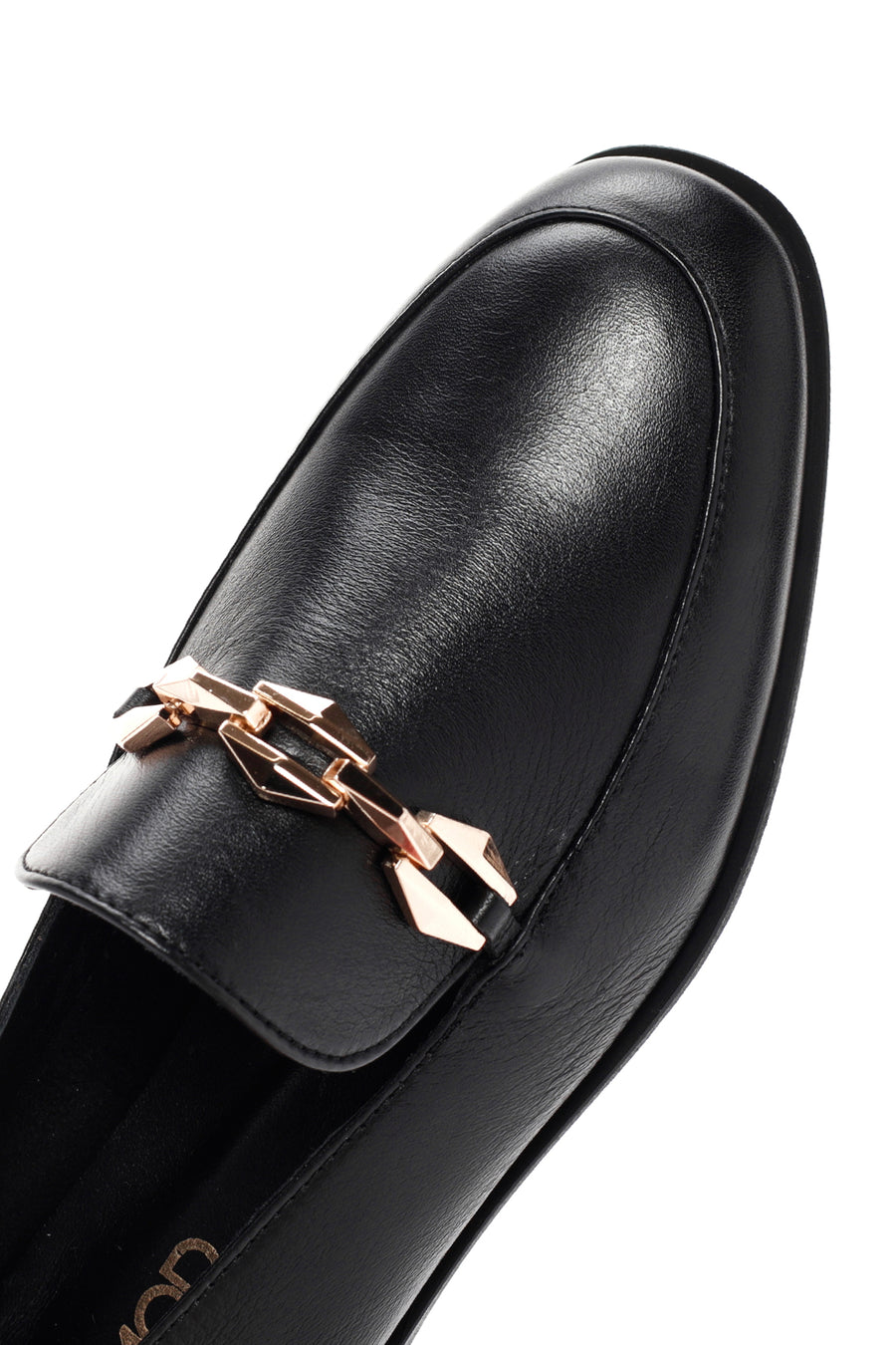 Women's Black Buckle Leather Loafer