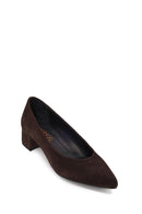 Derimod Flex Woman Brown Short Thick-Heeled Suede Stiletto | Derimod