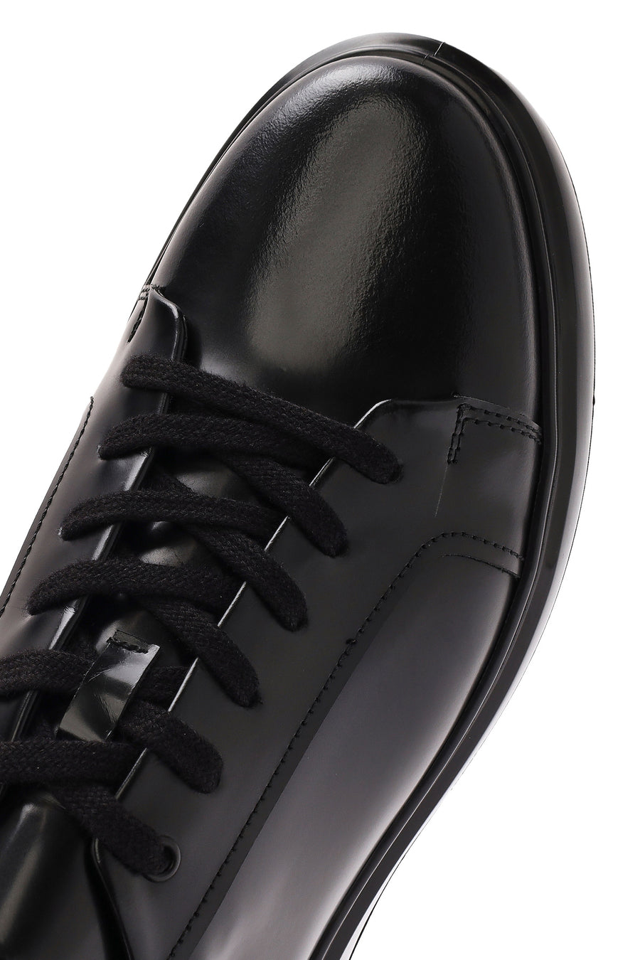 Erkek Siyah Bağcıklı Deri Sneaker