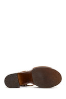 Woman Tan Buckled Platform Block-Heel Suede Leather Sandals | Derimod