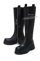 Women's Black Leather Zippered Thick Soled Boots | Derimod