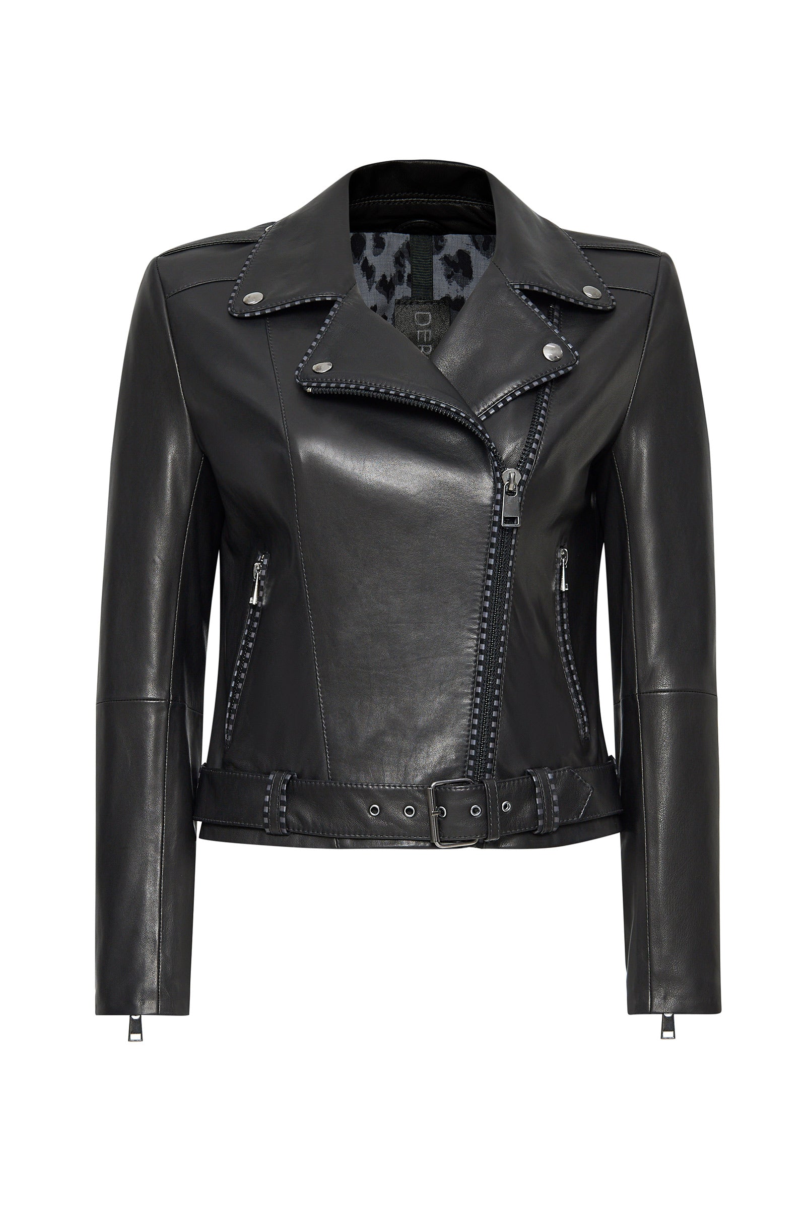 Angel-X Women's Black Biker Leather Jacket 24WGD5264VE | Derimod