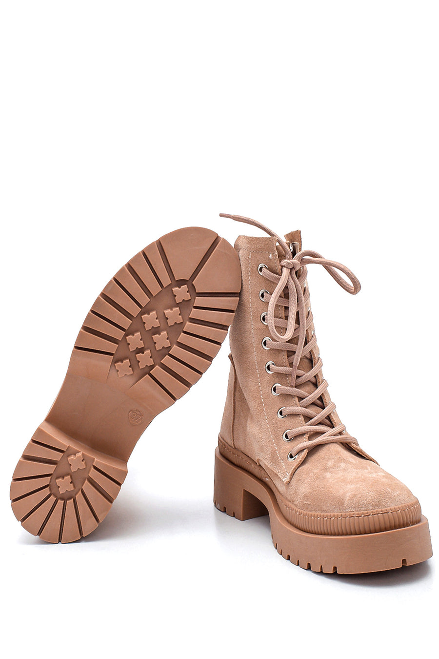 Women's Leather Suede Zippered Boots