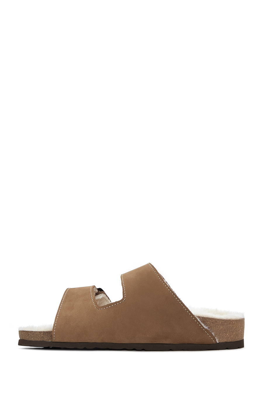 Women's Mink Double Buckled Leather Slippers