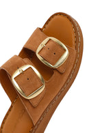 Woman Powder Buckled Suede Comfort Slipper | Derimod