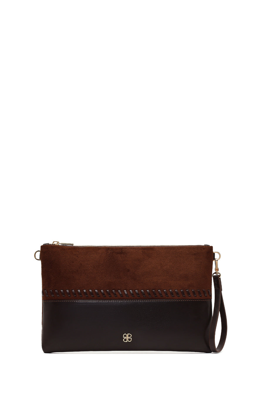 Woman Brown Chain Strap Braided Clutch Bag