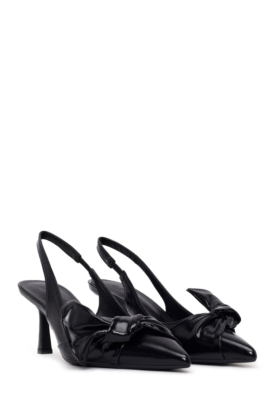 Women's Black Open Back Thin Heeled Shoes
