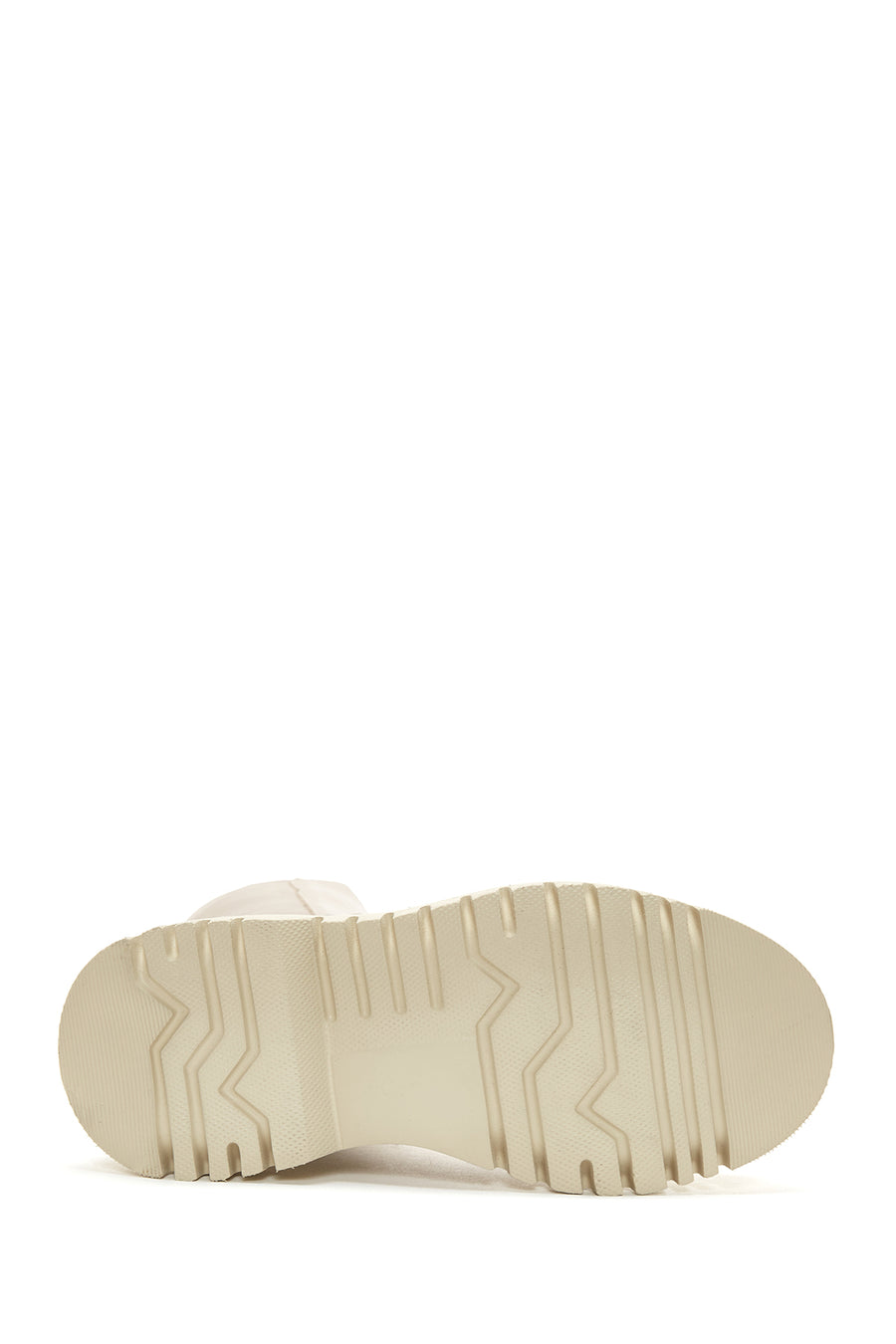 Women's Beige Leather Zippered Chain Detailed Boots
