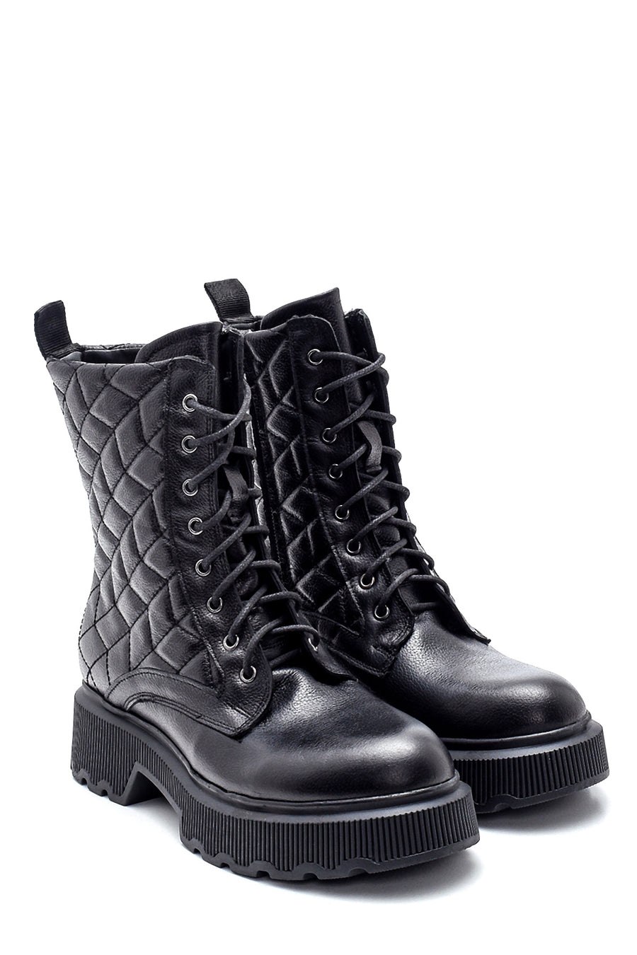 Women's Leather Quilted Boots