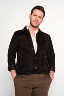 Shoe Male Brown Suede Shirt Jacket | Derimod