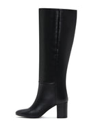 Women's Black Leather Thick Heeled Boots | Derimod