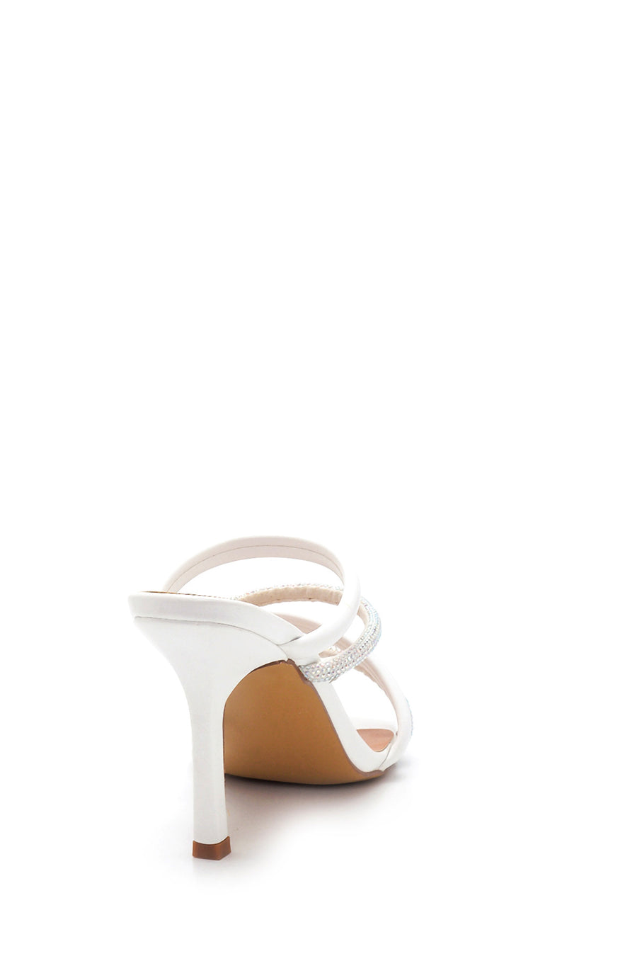 Women's White Stone Heeled Slippers