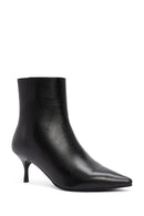Woman Black Zip Closure Stiletto Heel Leather Boots | Derimod