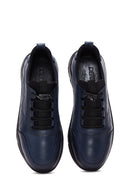 Men's Navy Blue Leather Casual Sneaker | Derimod