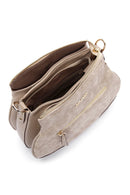 Women's Beige Long Strap Nubuck Crossbody Bag | Derimod