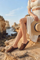 Woman Brown Suede Mule Slipper | Derimod