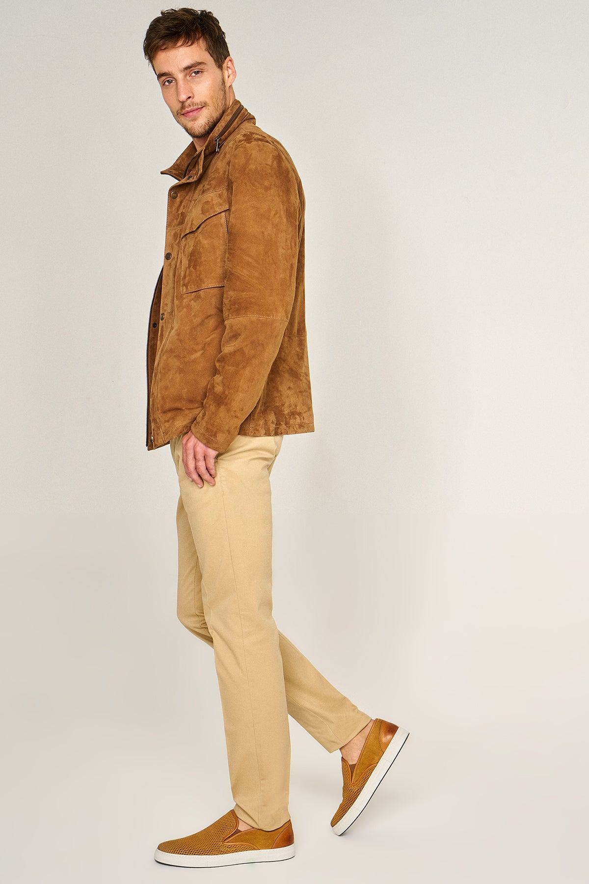 Perforated Tan Men's Leather Loafer 18SFD3068DI | Derimod