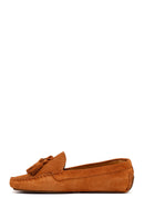 Woman Tan Tasselled Suede Leather Loafer | Derimod