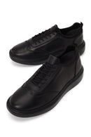 Male Black Lace-Up Thick-Soled Leather Sneaker | Derimod