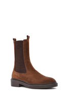 Women's Brown Suede Leather Chelsea Boots | Derimod