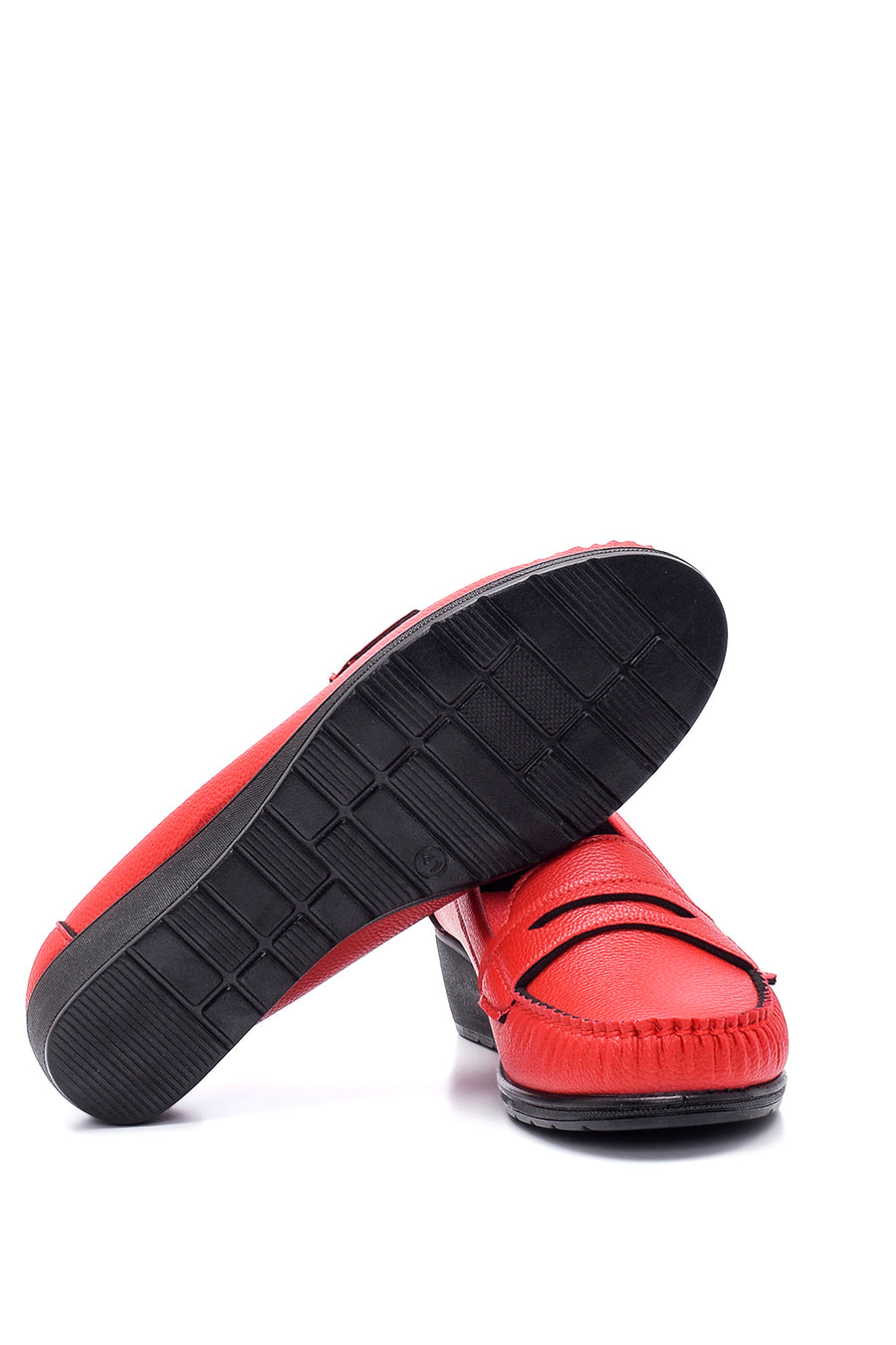 Women's Red Wedge Heeled Loafer