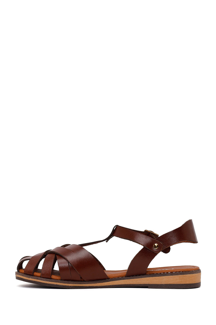 Women's Brown Buckle Leather Bodrum Sandals