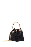 Women's Black Long Chain Strap Stone-Embellished Mini Evening Bag | Derimod