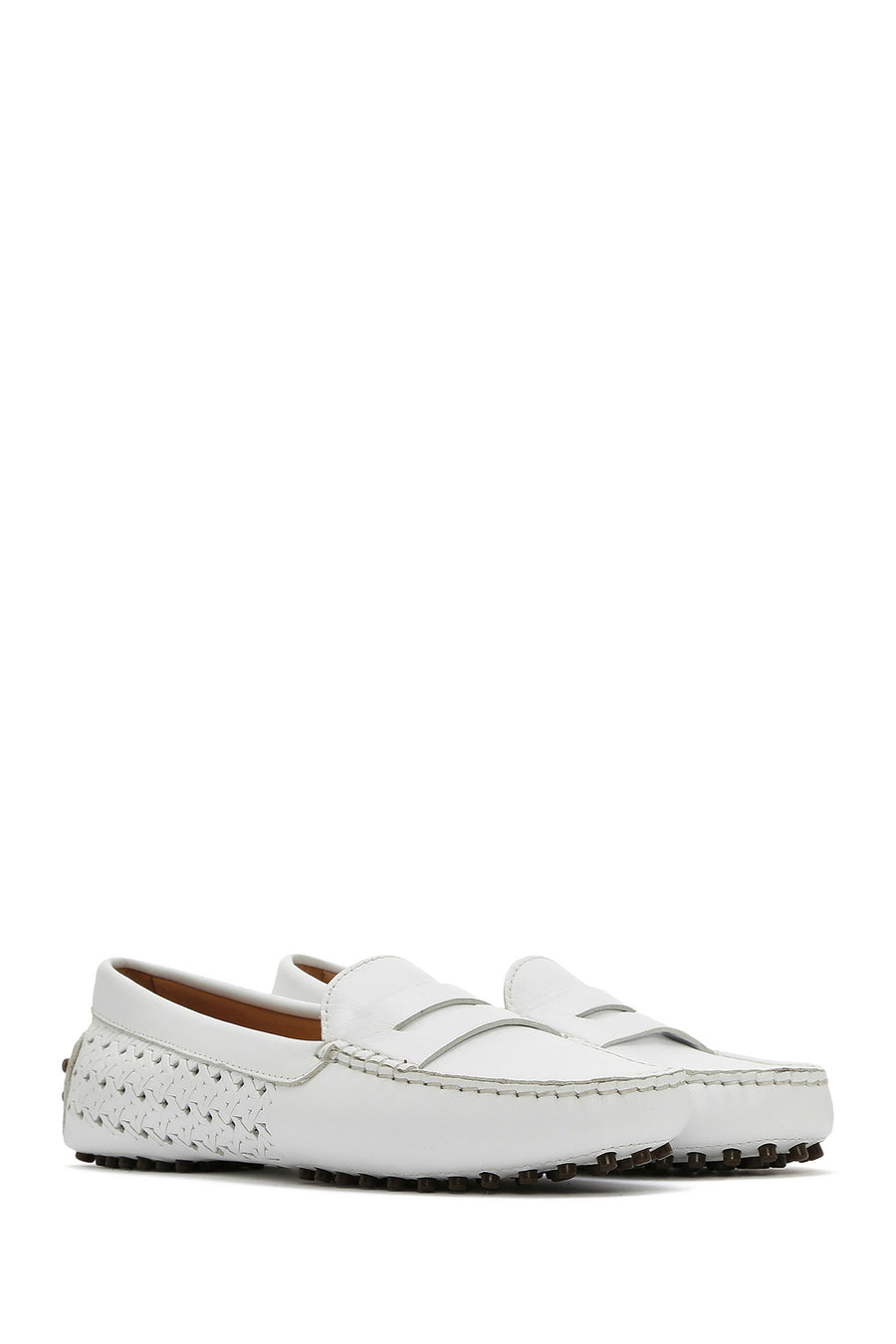Women's White Leather Loafer