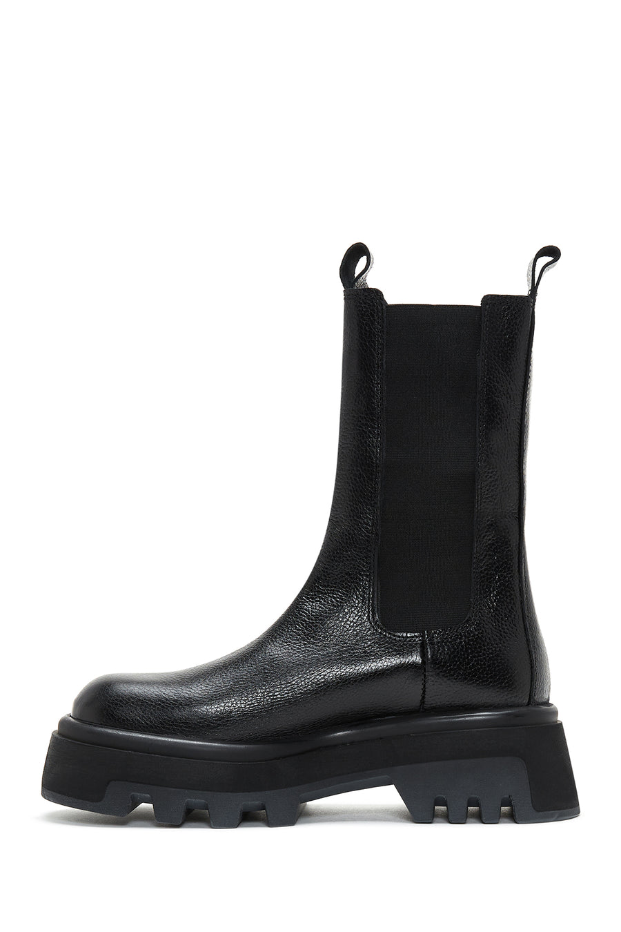 Women's Black Leather Thick Soled Chelsea Boots