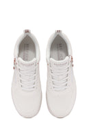 Skechers Women's White Billion Lace-Up Zipper Detail Leather Sneakers | Derimod