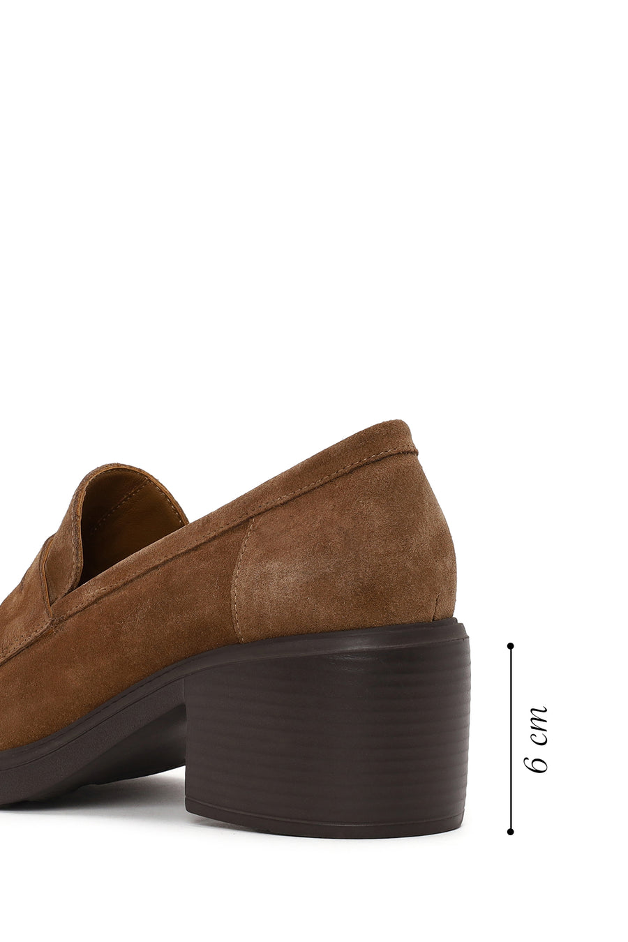 Woman Tan Chunky-Heel Suede Loafer