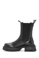 Women's Black Thick Soled Leather Chelsea Boots | Derimod