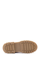 Women's Tan Suede Thick Soled Zippered Boots | Derimod