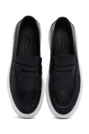 Men's Black Leather Thick Soled Sports Loafer | Derimod