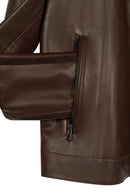 Palmer Male Brown Mandarin Collar Leather Jacket | Derimod