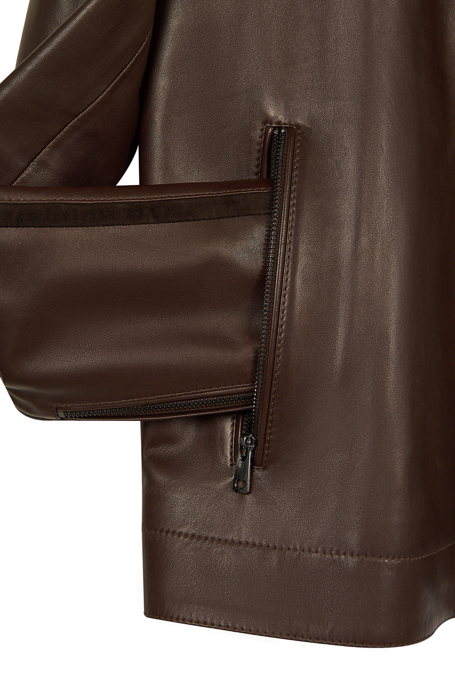 Palmer Male Brown Mandarin Collar Leather Jacket