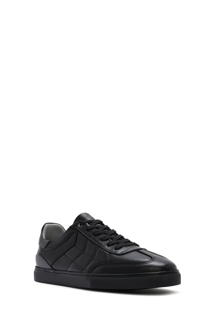 Erkek Siyah Bağcıklı Deri Sneaker