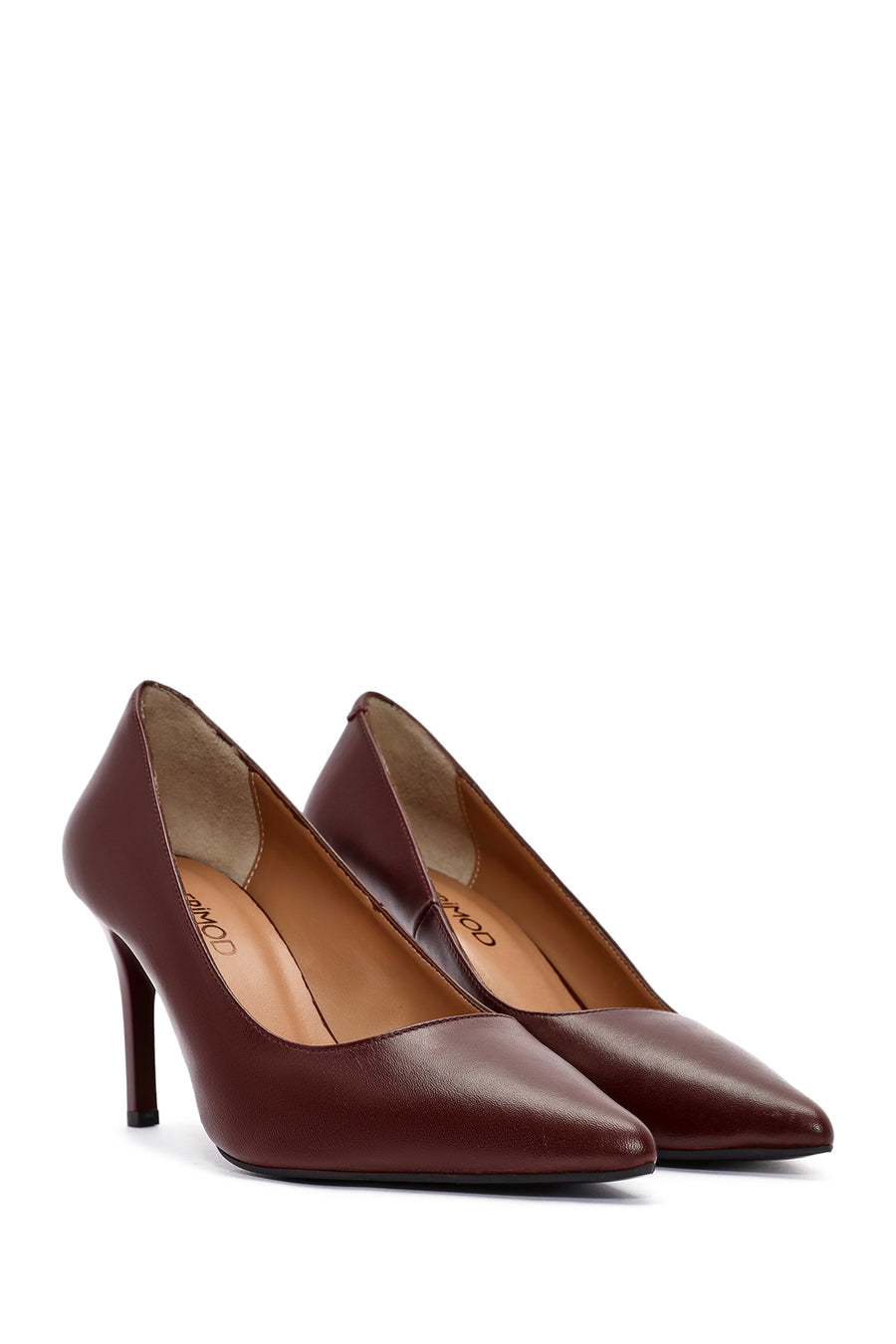 Women's Black Thin Heeled Leather Stiletto