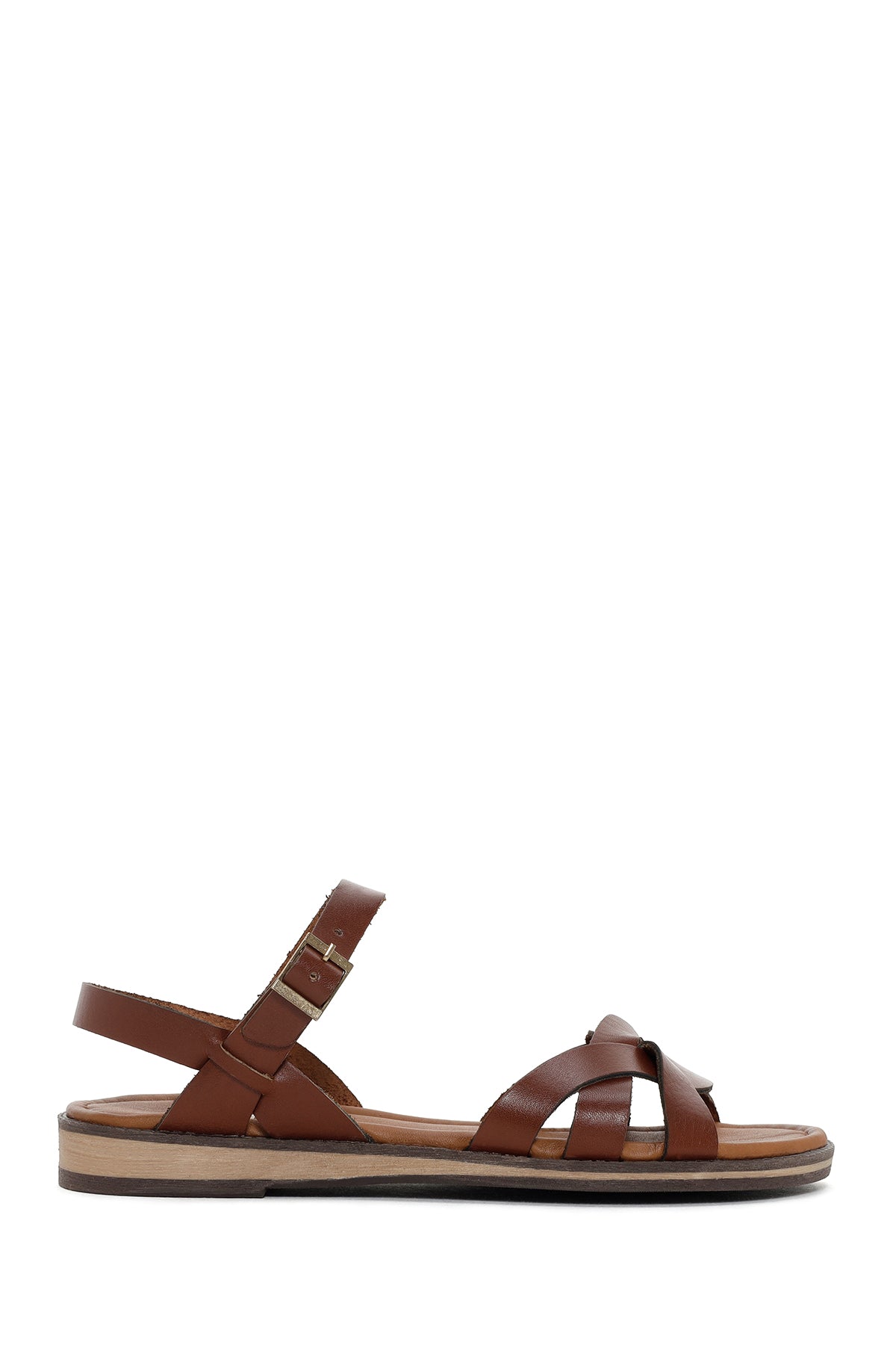 Women's Brown Leather Bodrum Sandals 25SFD332118 | Derimod