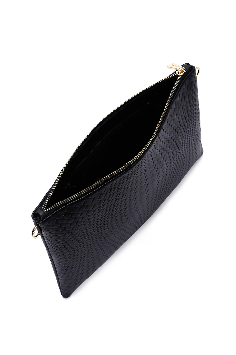Women's Black Chain Strap Braided Clutch Bag