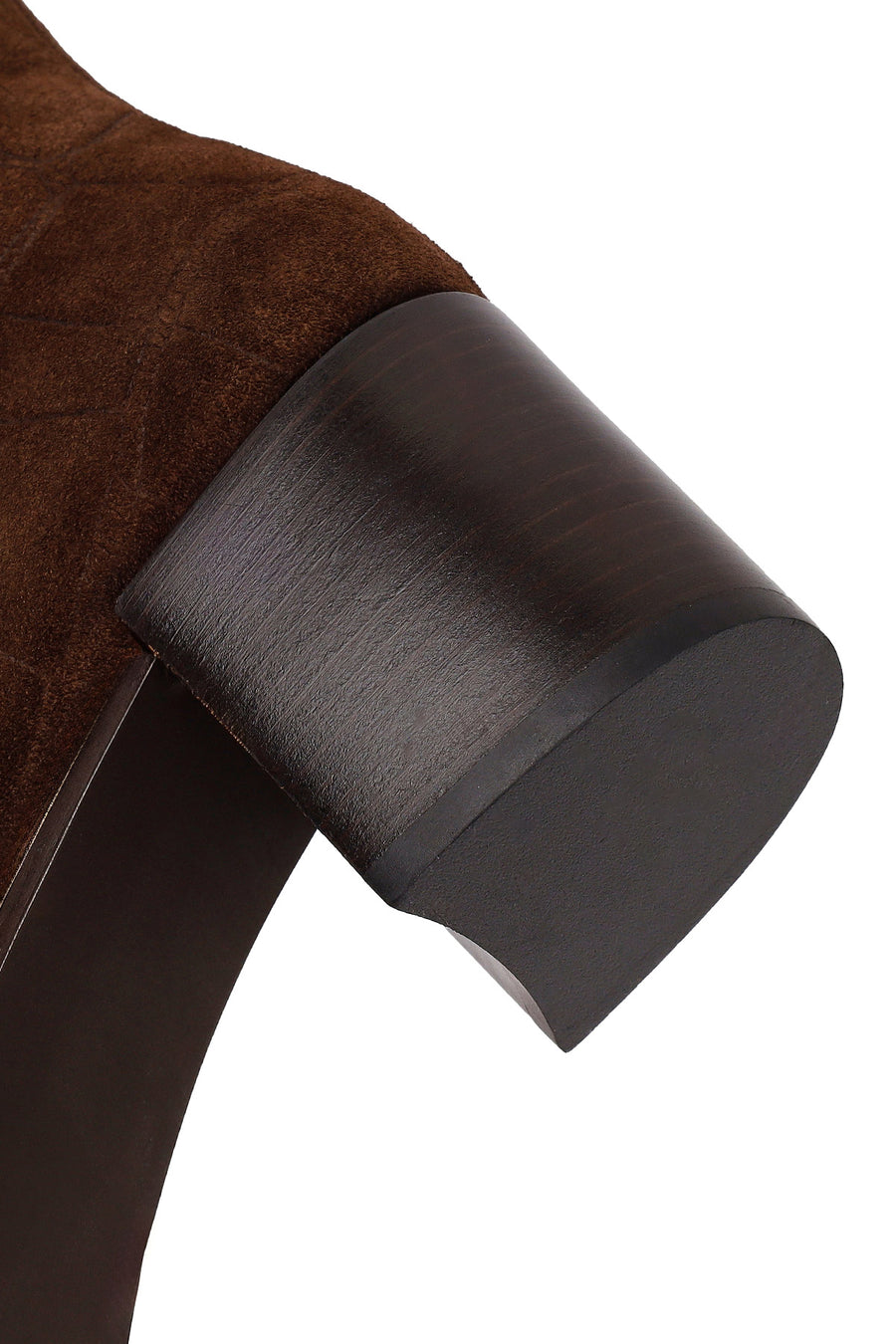 Woman Brown Zip Closure Printed Thick-Heeled Suede Boots