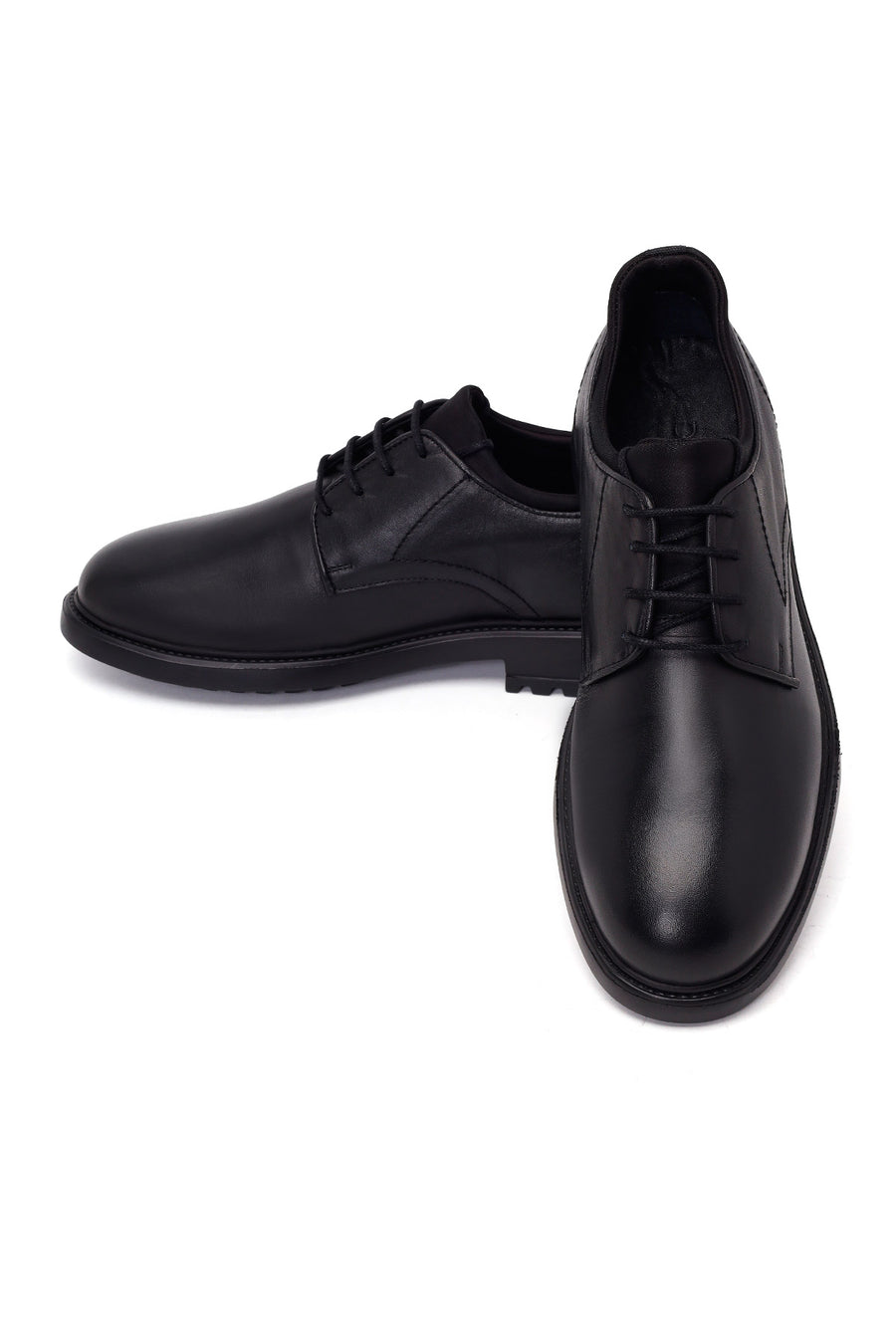 Male Black Lace-Up Leather Casual Shoes