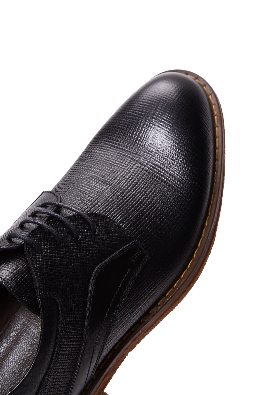 Men's Black Leather Printed Casual Shoes